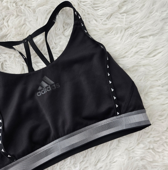 Adidas Strappy Sports Bra. No size tag. Fits like a medium. Good preowned condit - Picture 2 of 5